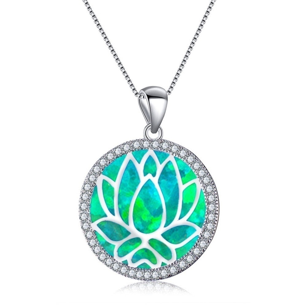Fire Opal Lotus Necklace