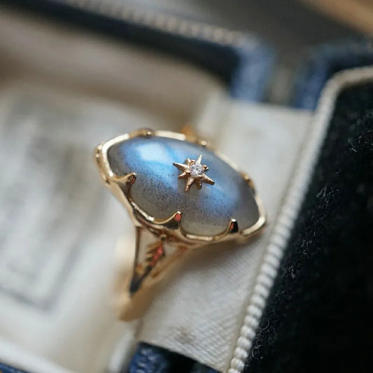 Labradorite Gold Plated Ring