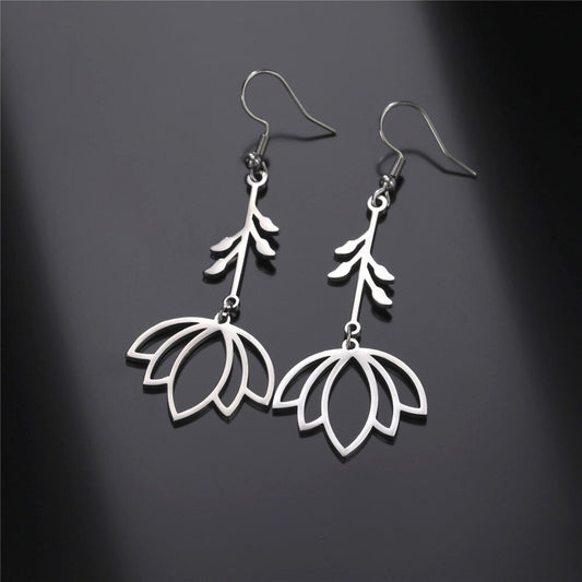 Lotus Flower Dangle Earrings
