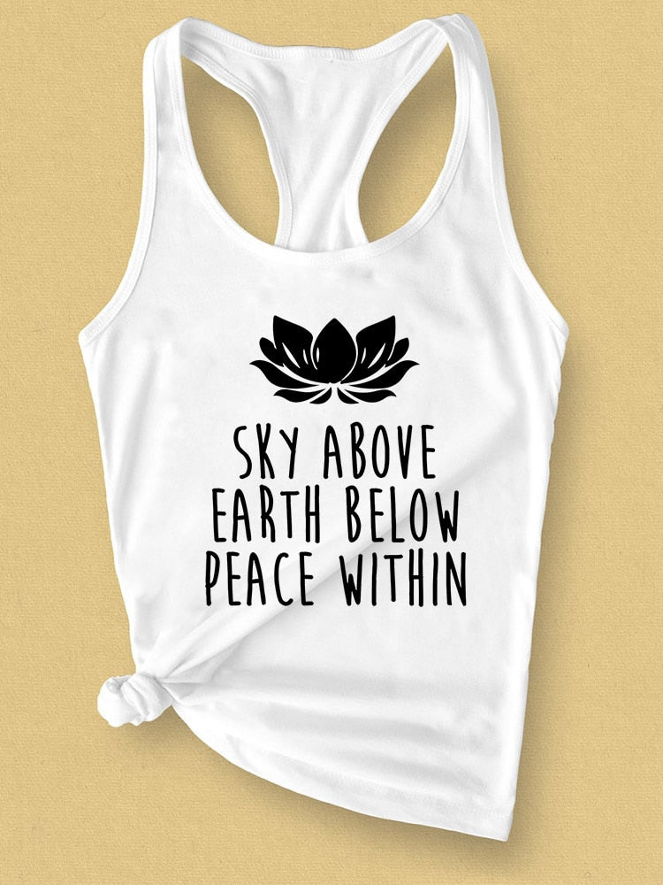 Sky Above, Earth Below, Peace Within Racerback Tank Top