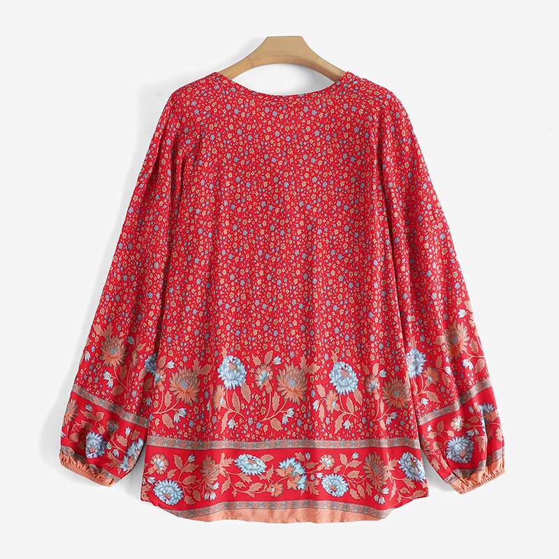 Floral Vintage V Neck Top