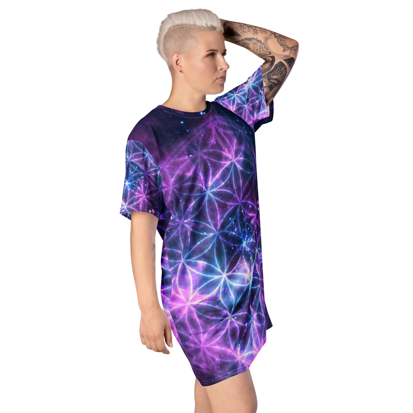 Cosmic Flower of Life T-shirt dress