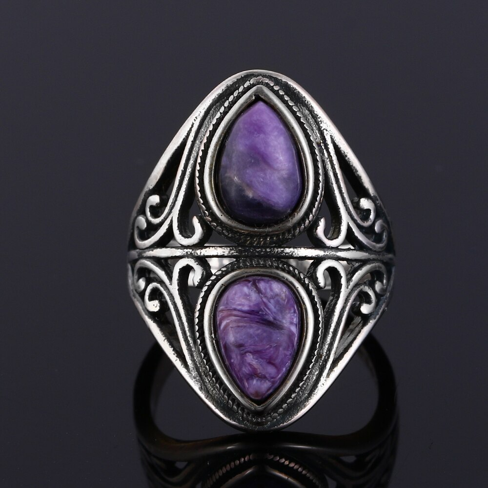 Charoite Stone Silver Ring