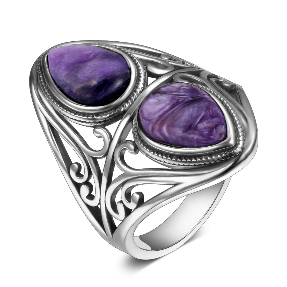 Charoite Stone Silver Ring