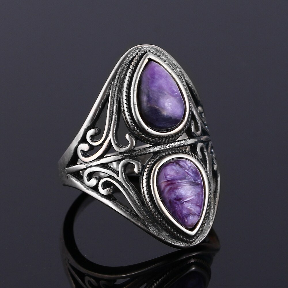Charoite Stone Silver Ring