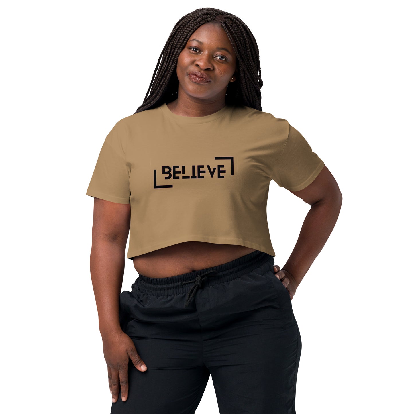 Power Words BELIEVE Cropped T Shirt