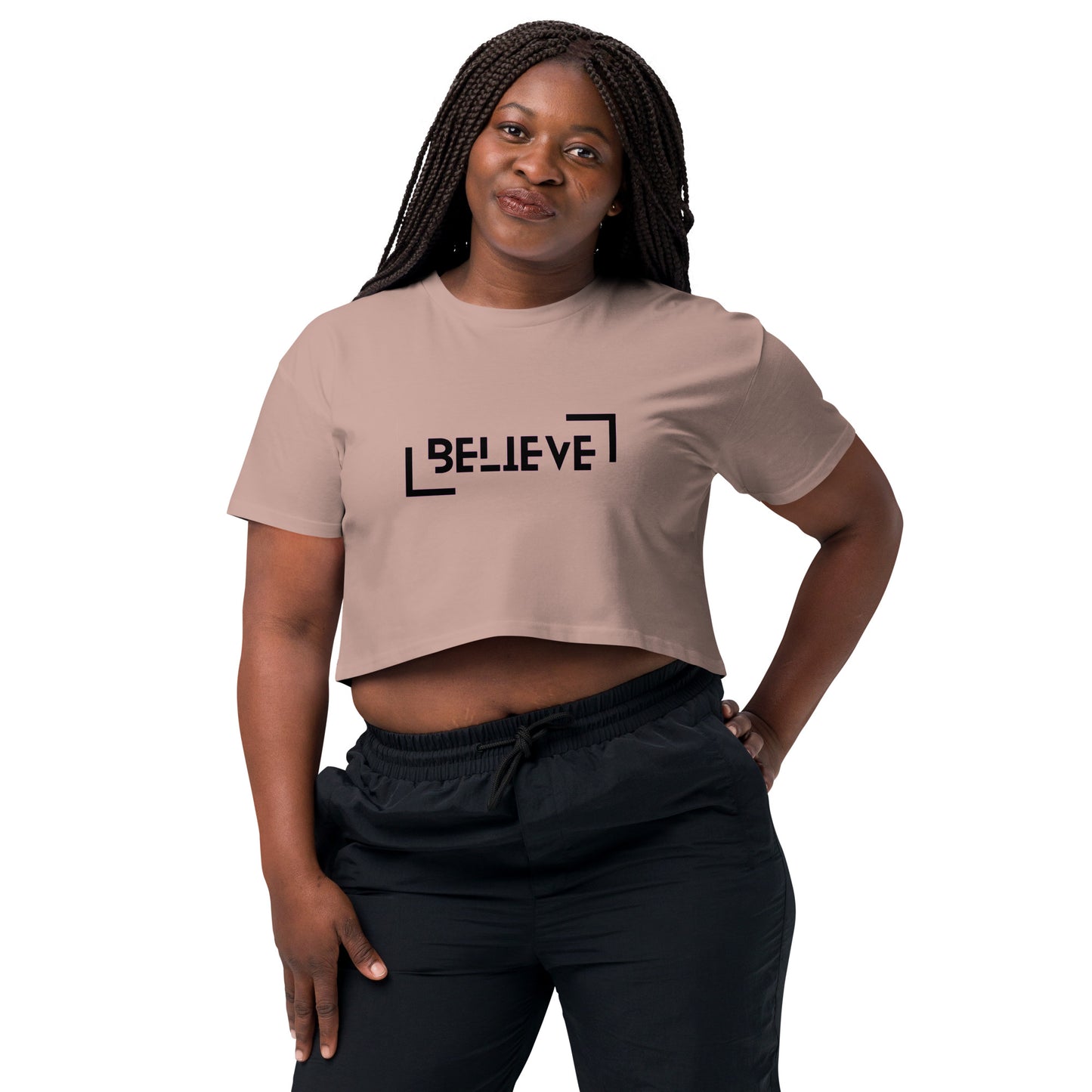 Power Words BELIEVE Cropped T Shirt