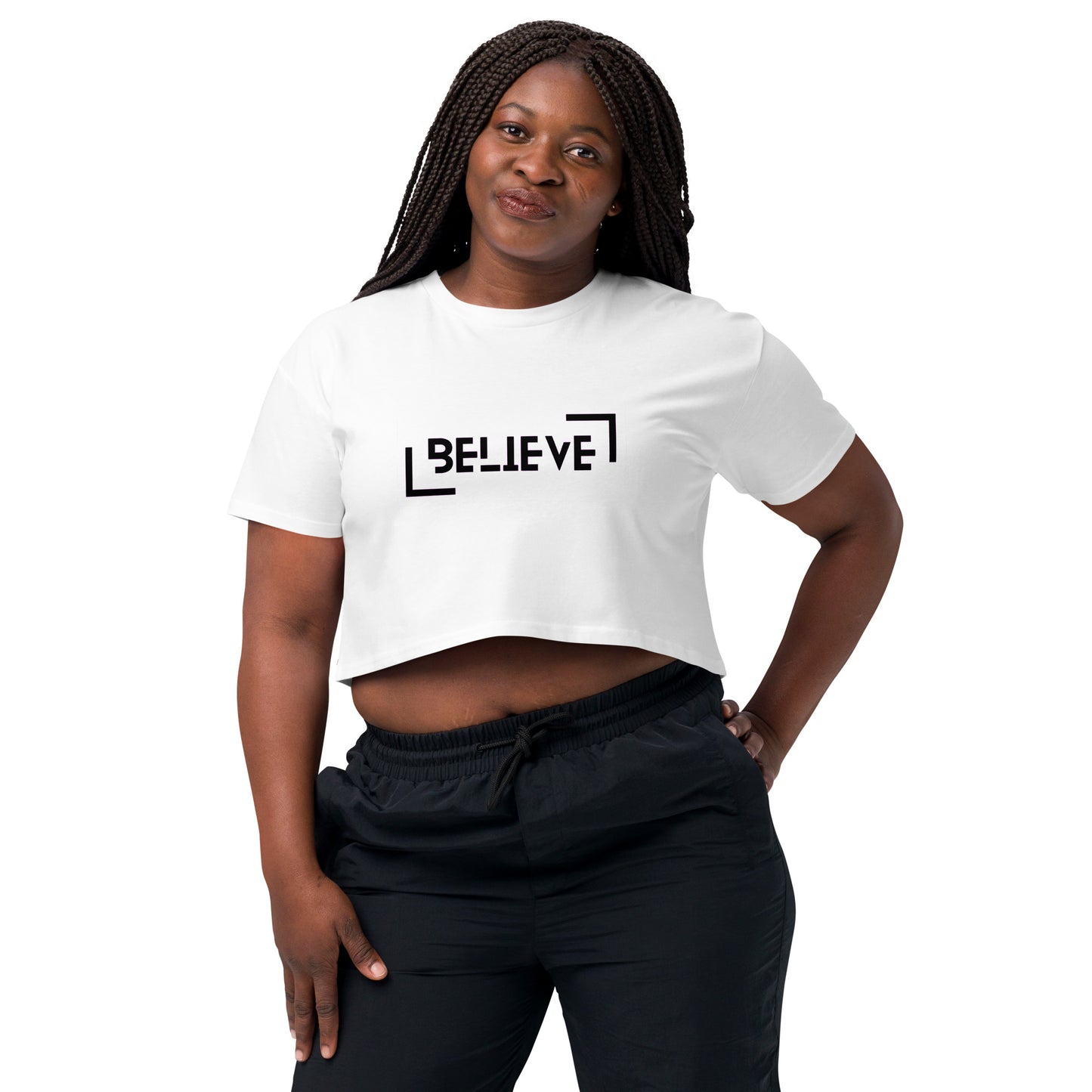 Power Words BELIEVE Cropped T Shirt