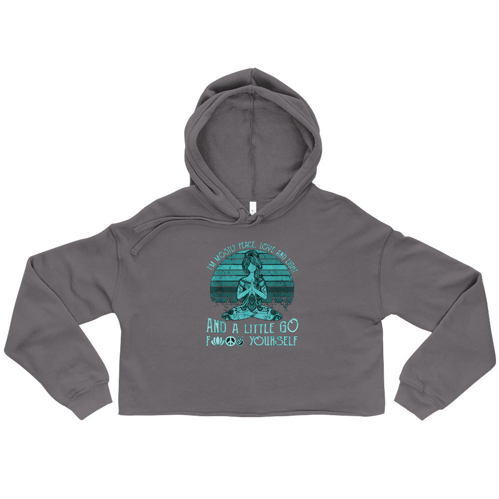 Peace Love & Light Teal Crop Hoodie