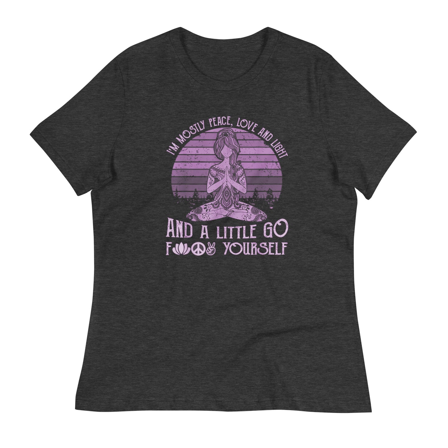 Peace Love & Light Purple Women's Relaxed T-Shirt