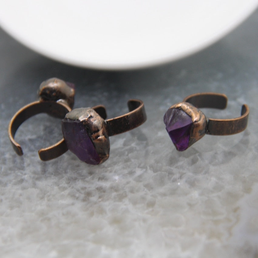 Amethyst Crystal Adjustable Ring