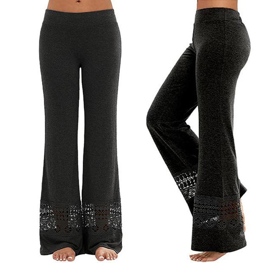 High Waist Lace Bottom Yoga Pants