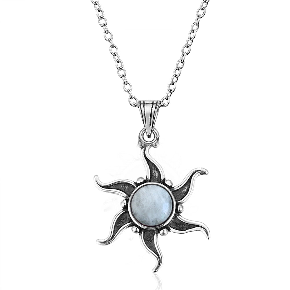 Crystal Sun Silver Necklace