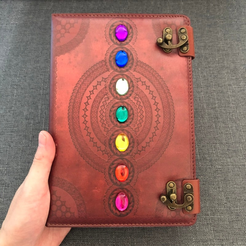 Seven Chakra Stone Embossed Journal