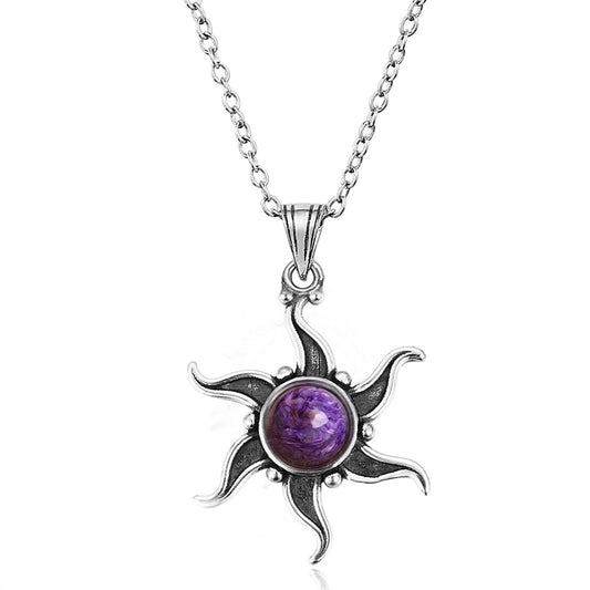 Crystal Sun Silver Necklace