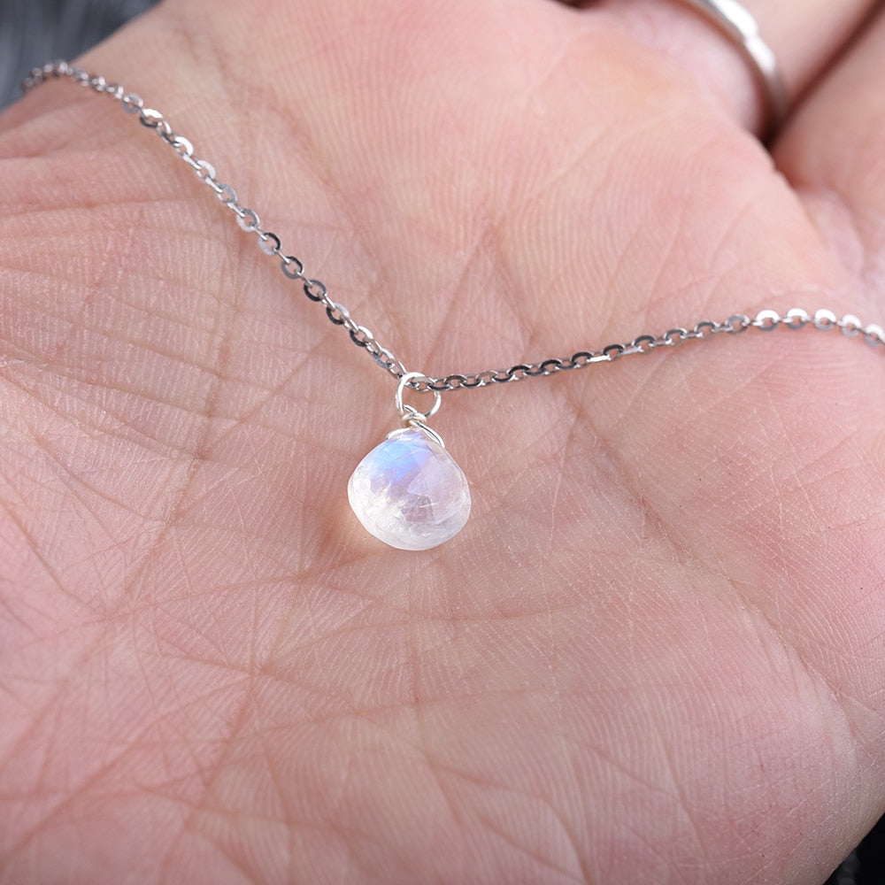 Moonstone Drop Silver Necklace