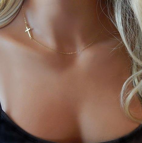Sideways Cross Pendant Necklace