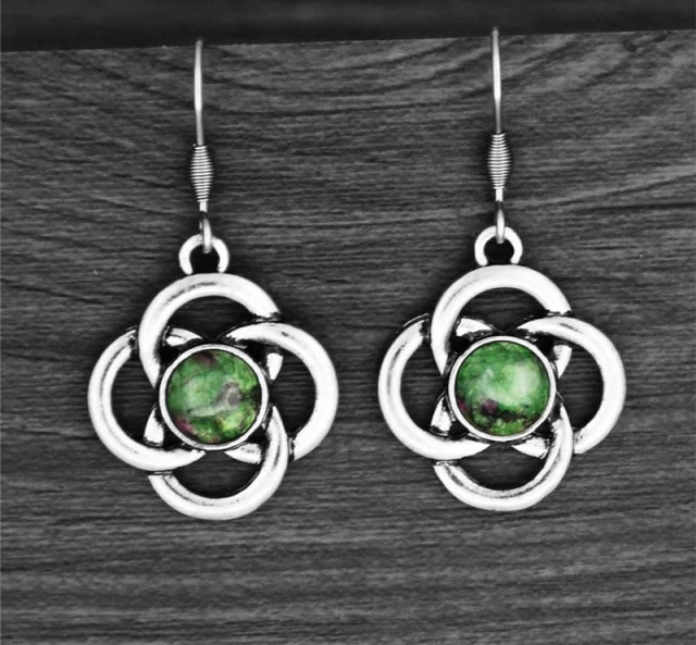 Natural Stone Dangle Flower Earrings