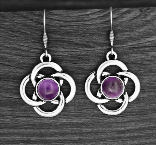 Natural Stone Dangle Flower Earrings