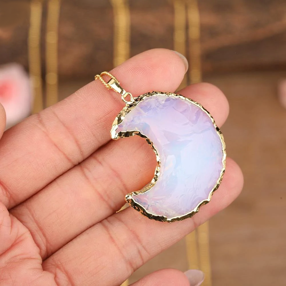 Opalite Crescent Moon & Arrow Pendant Necklaces