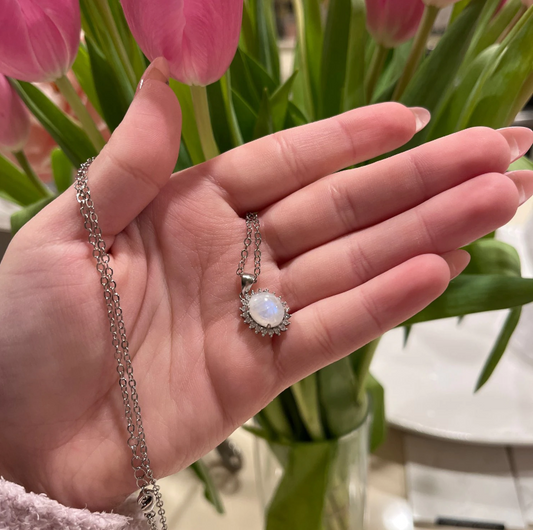 Moonstone Silver Pendant Necklace