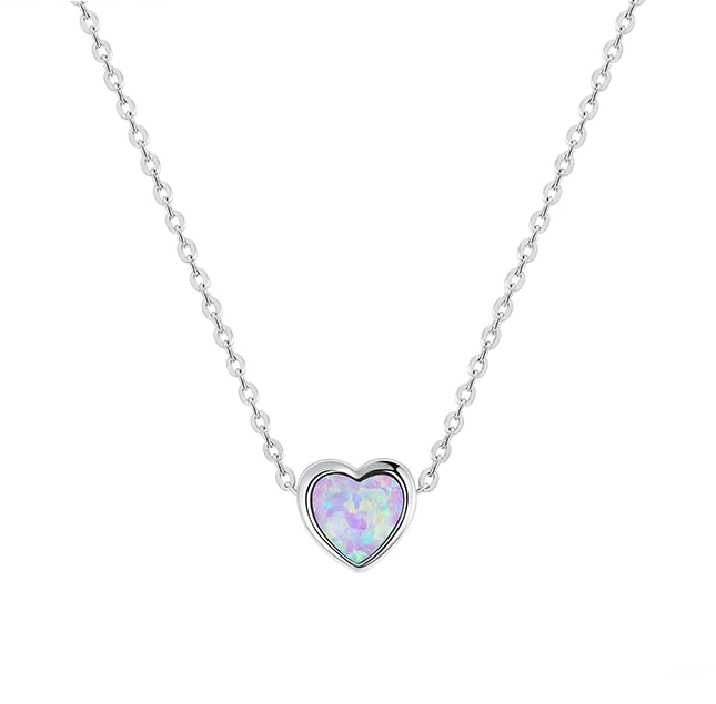 Faux Fire Opal Heart Necklace