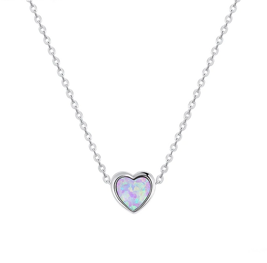 Faux Fire Opal Heart Necklace