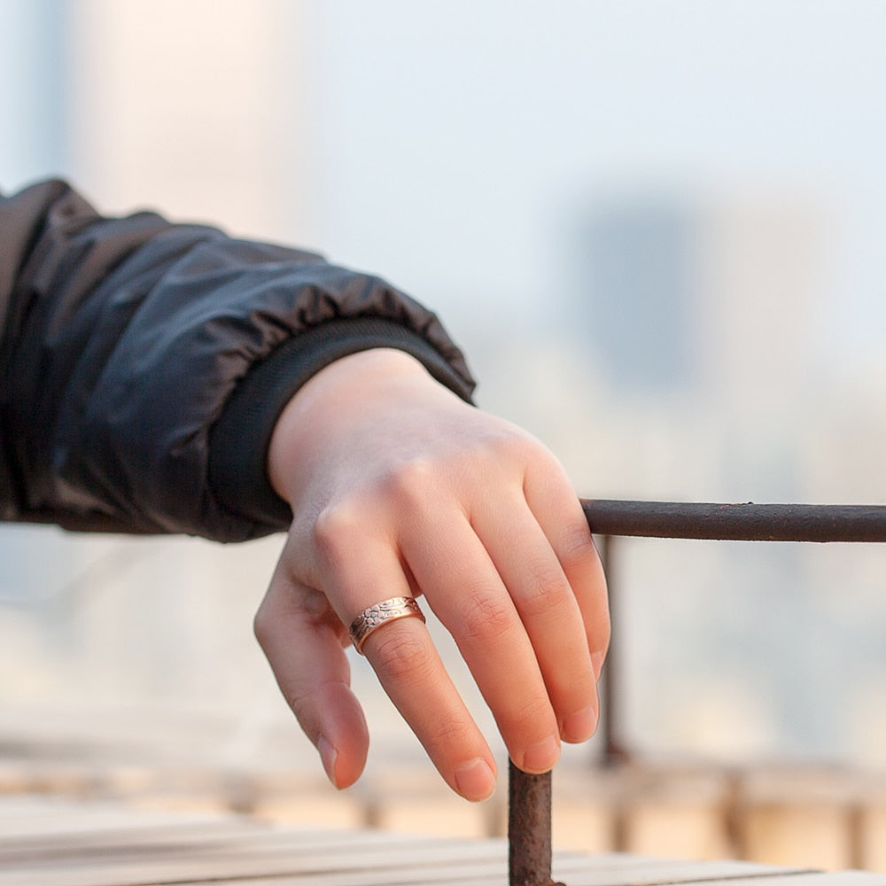 Floral Engraved Adjustable Ring