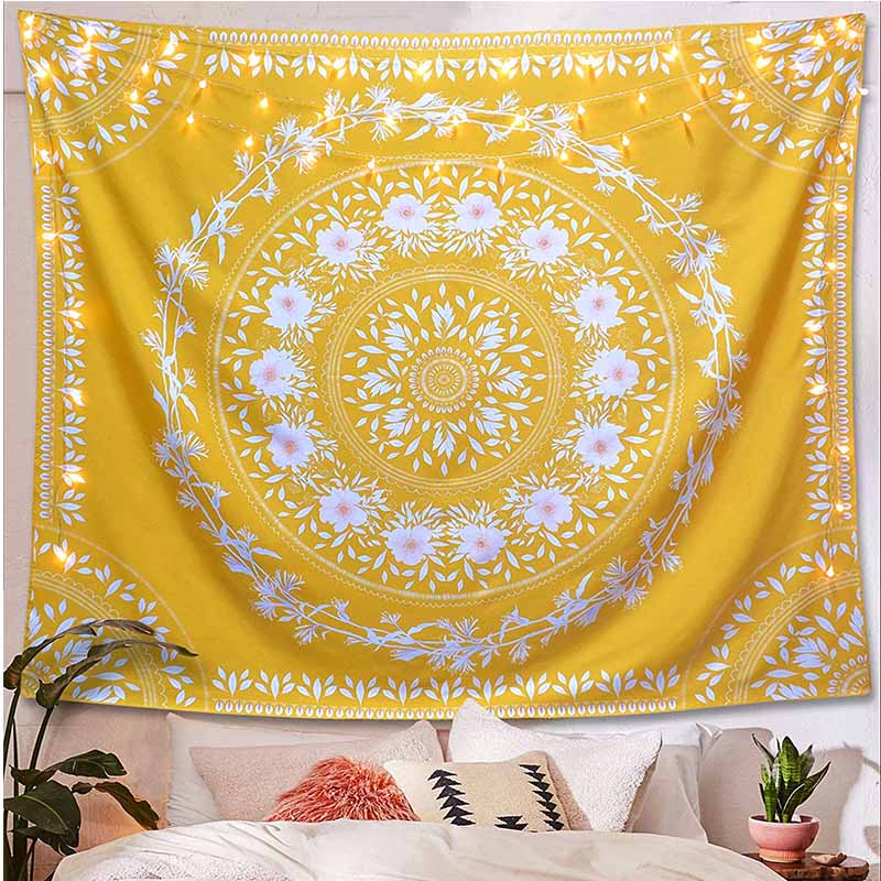 Yellow Floral Mandala Tapestry