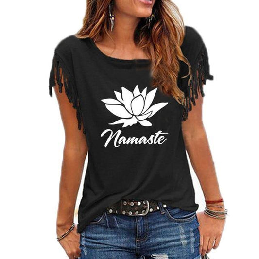Namaste Lotus Fringe T Shirt - SoulShyne Products