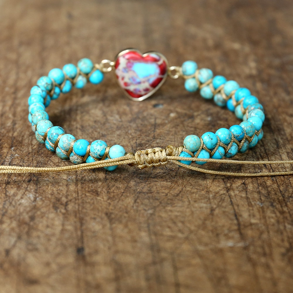 Turquoise Heart Beaded Bracelet