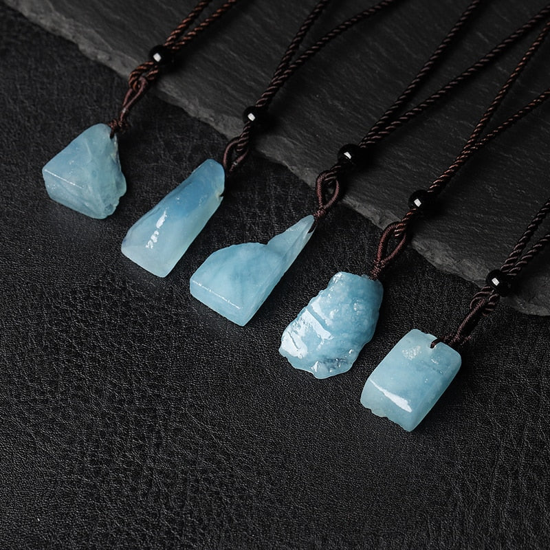 Aquamarine Crystal Pendant Necklace