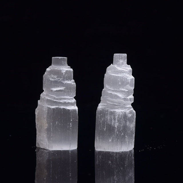 Mini Selenite Crystal Tower Lamp