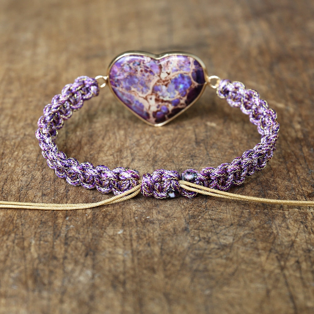 Purple Heart Stone Woven Bracelet
