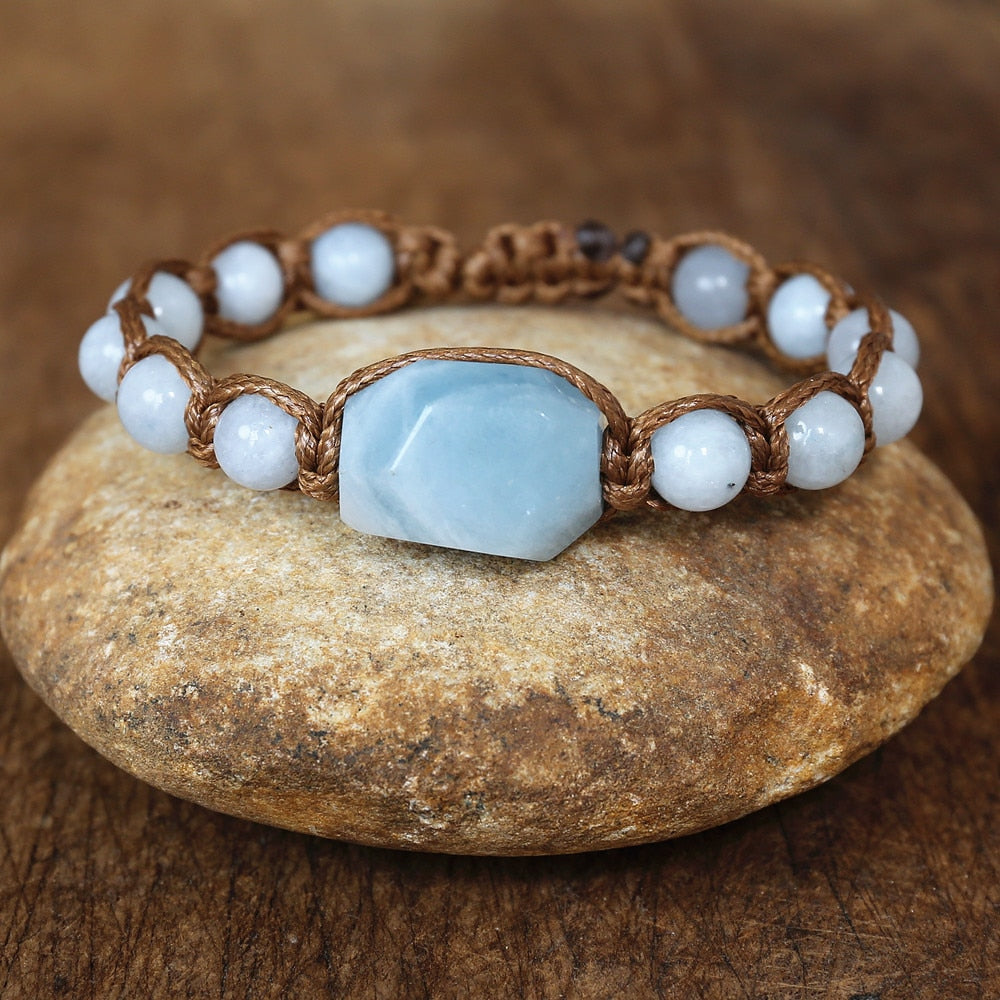 Aquamarine Stone Beaded Bracelet