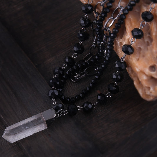 Quartz Crystal Rosary Layered Necklace
