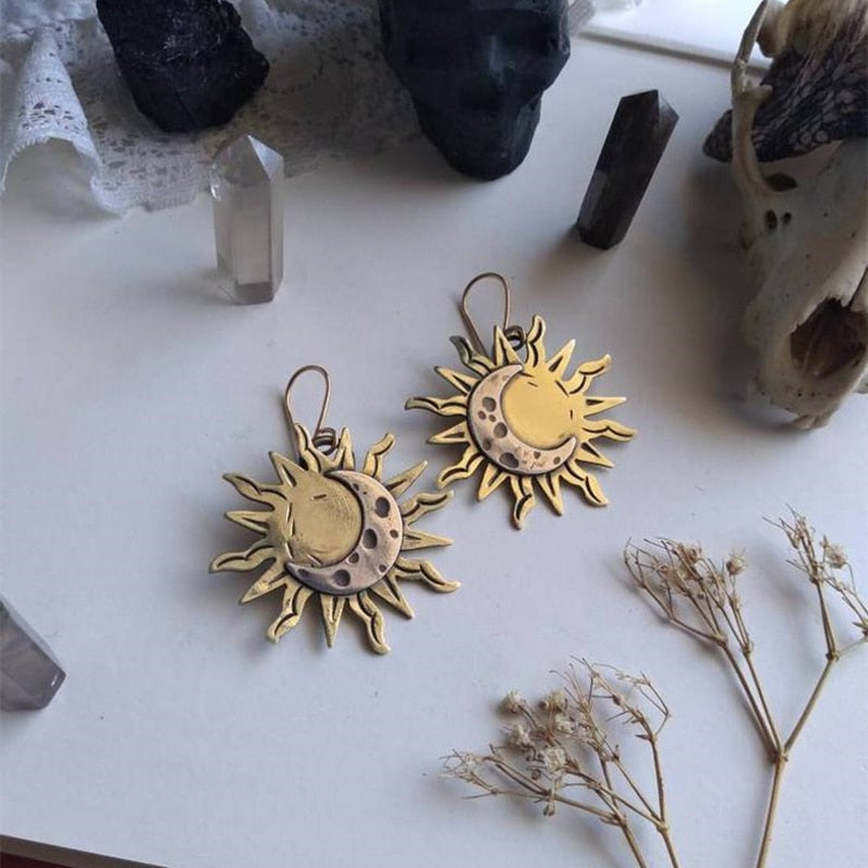 Sun & Moon Drop Earrings