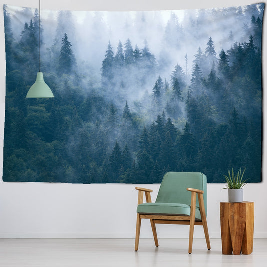 Foggy Mountain Forest Tapestry