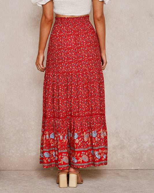Floral High Waist Maxi Skirt