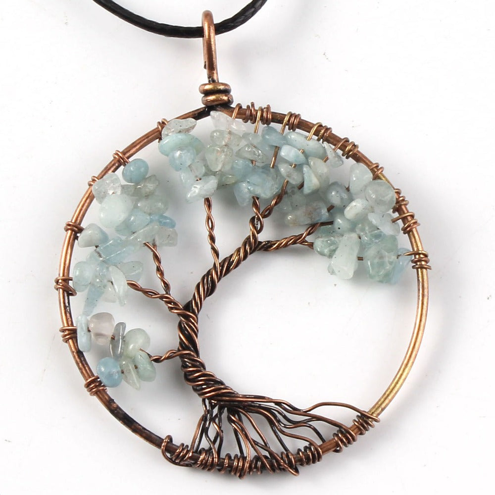 Tree Of Life Crystal & Copper Pendant Necklace