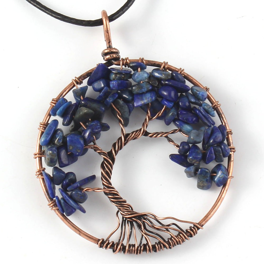 Tree Of Life Crystal & Copper Pendant Necklace