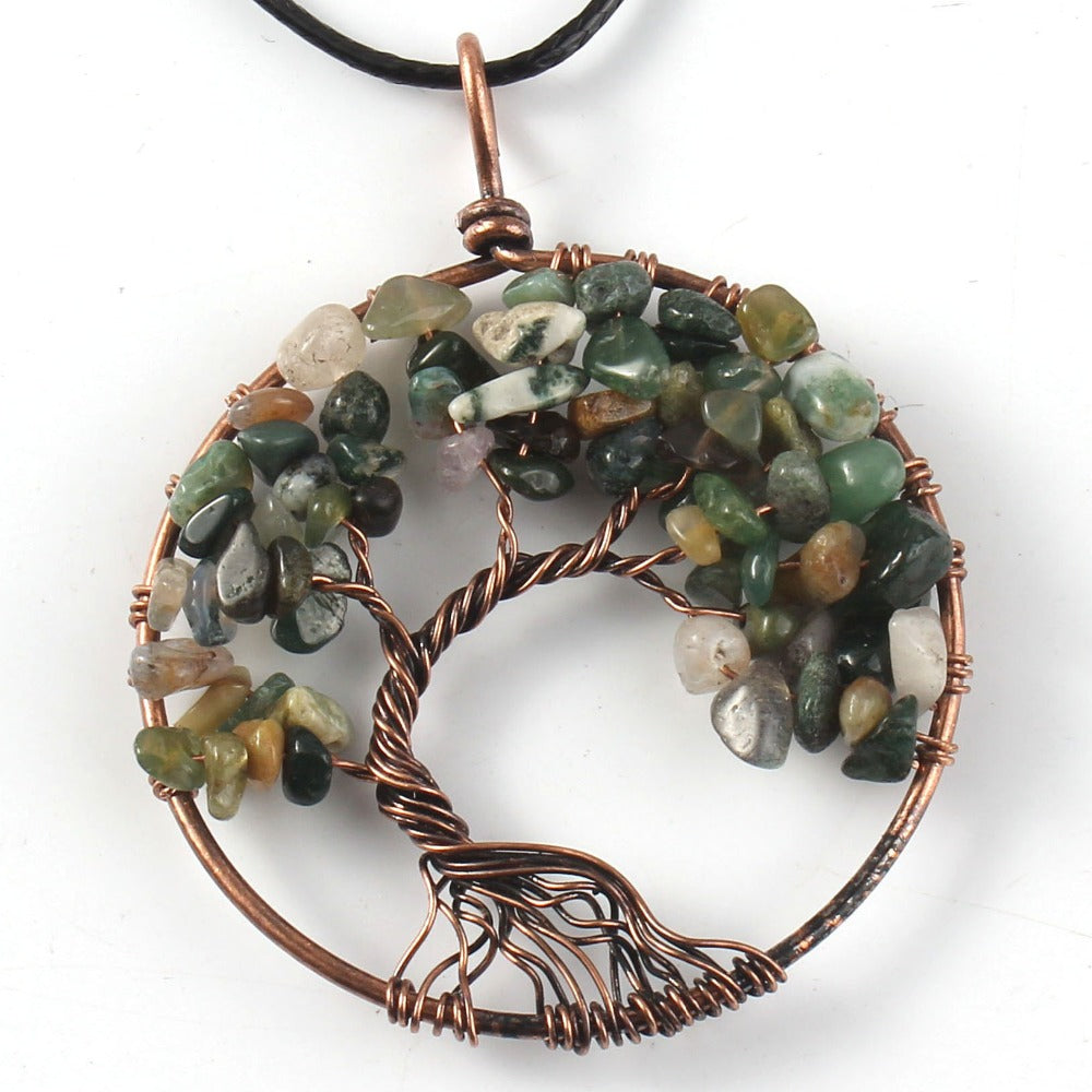 Tree Of Life Crystal & Copper Pendant Necklace