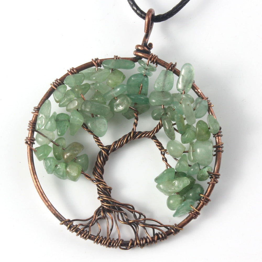 Tree Of Life Crystal & Copper Pendant Necklace