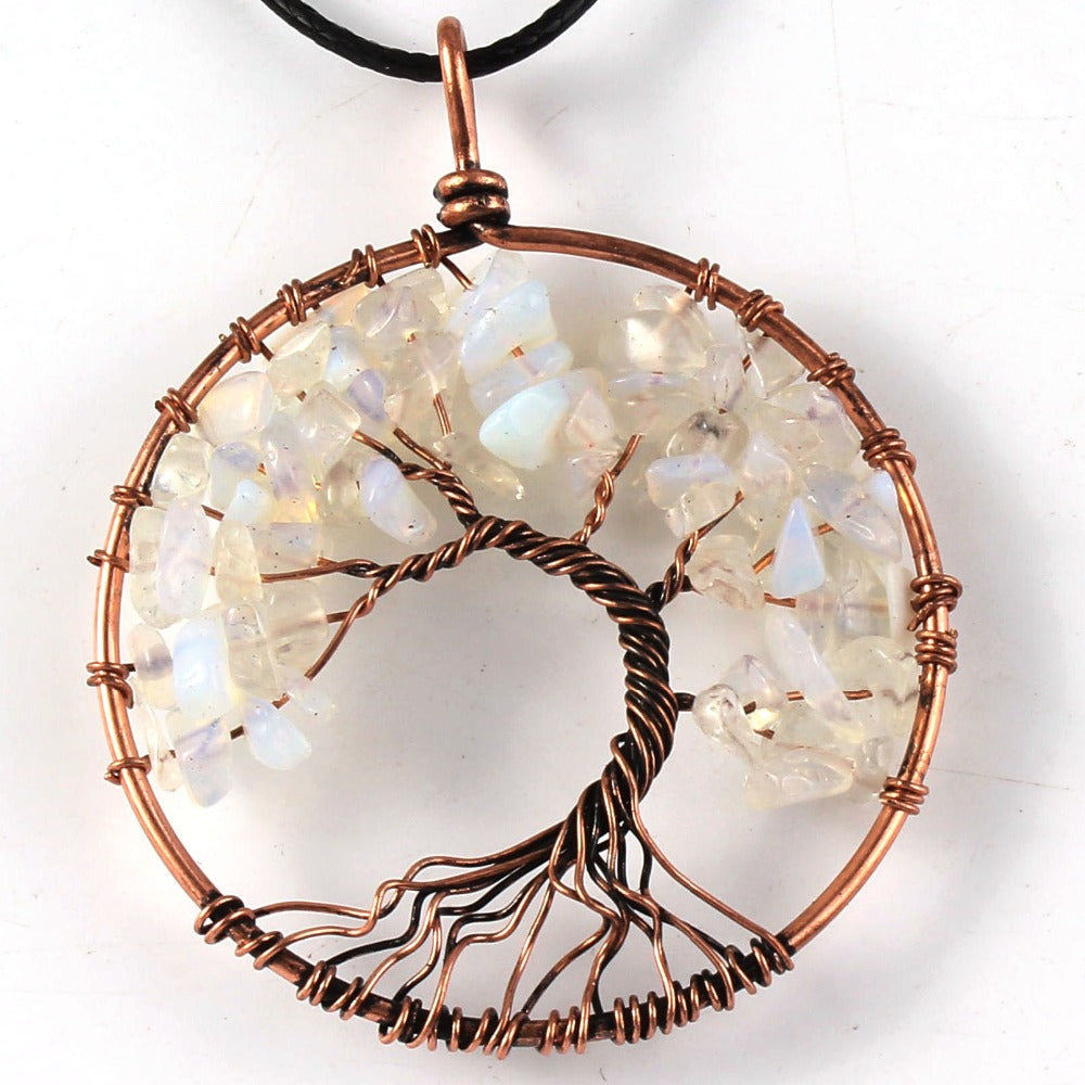 Tree Of Life Crystal & Copper Pendant Necklace
