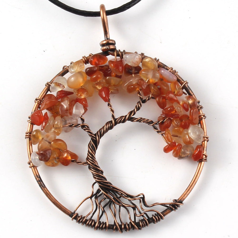 Tree Of Life Crystal & Copper Pendant Necklace