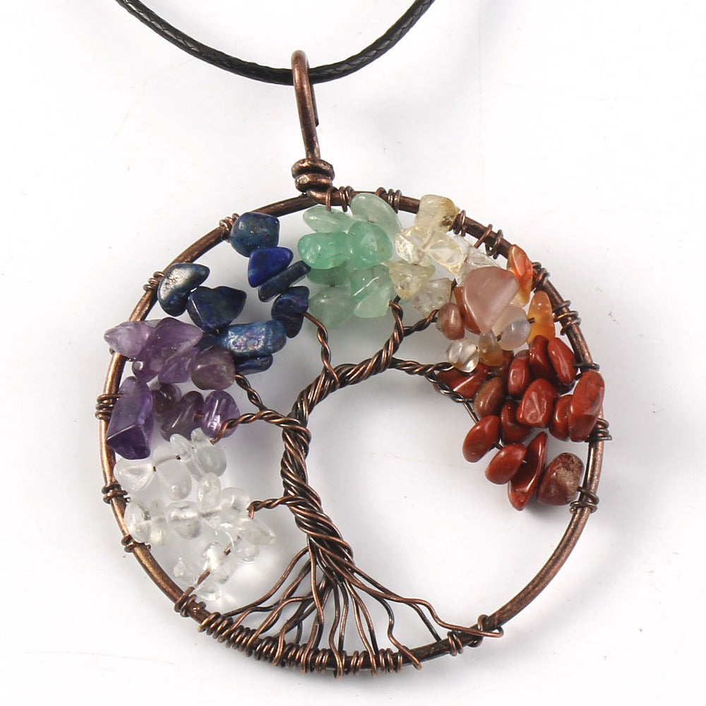 Tree Of Life Crystal & Copper Pendant Necklace