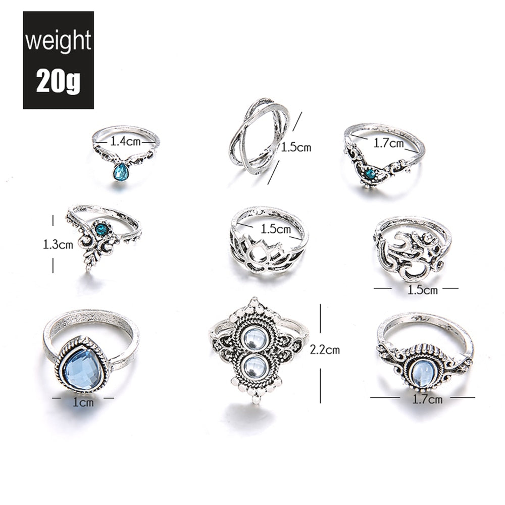 Lotus & OM Opalite Ring Set