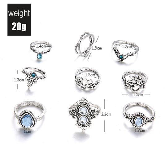 Lotus & OM Opalite Ring Set