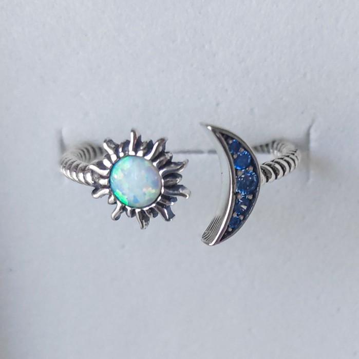 Sun & Moon Faux Fire Opal Ring