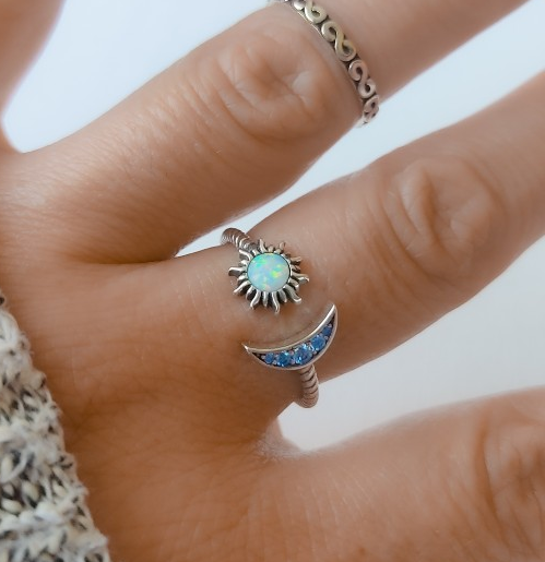 Sun & Moon Faux Fire Opal Ring